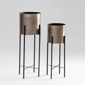 Pot de plante maison pas cher intérieur et extérieur cuivre plaqué métal support réglable jardinières de fleurs et Pot de plante de fleur lot de 2 - Product Image 2