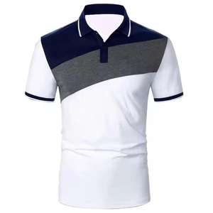Polos de golf brodés avec logo personnalisé pour hommes-Polos tricotés en polyester et coton pour vêtements de travail avec trois panneaux - Product Image 5