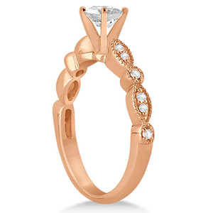 Bague de fiançailles en or rose 18 carats avec petite marquise et diamant en forme de point, 0,12 ct - Product Image 2