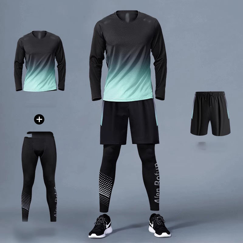 Black and green long-sleeved three-piece suit