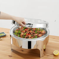 Réchaud alimentaire en acier inoxydable, équipement de buffet électrique de luxe pour hôtel, réchaud rond commercial pour restaurant