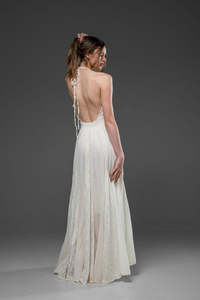 ชุดเดรสยาวแบบลำลองคอวีแขนกุดผูกเนคไทสีสะท้อนแสงชุดเดรสยาวสำหรับฤดูร้อน - Product Image 5