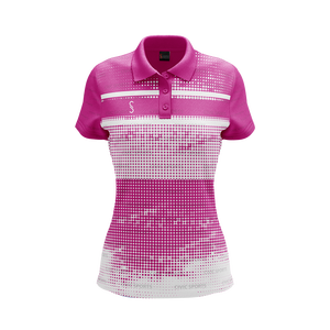 Splash Dots Custom Sublimation Printed <b>Womens</b> <b>Polo</b> Polyester Golf <b>Shirt</b> - Product Image 5