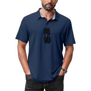 Polo à manches courtes pour hommes, motif solide, col classique avec fermeture à bouton, logo personnalisé décontracté d'affaires pour le bureau - Product Image 6