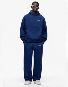 Concevez vos propres hommes imprimés hiver lourd manches raglan sweat à capuche jogger ensemble surdimensionné survêtement unisexe Streetwear - Product Image 1