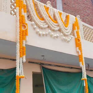 Handmade Jasmine Toran With Sola Wood Half Saree <b>Function</b> Mangalasnanam Pellikuthuru Haldi Mehandi Torans Jasmine Bandharwal - Product Image 1