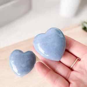 Natural Angelite Puffy Heart Crystal Luxury Eco-Friendly Feng Shui Religious Traditional Reiki Meditation <b>Stone</b> for Home - Product Image 4