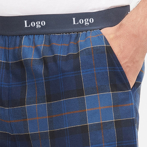 Productos de Verano 2025 Pantalones de Pijama Personalizados para Hombre en Negro y Azul Pantalones de Pijama de Franela para Hombre - Product Image 4