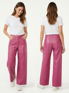 Pantalones de Cuero de Primera Calidad al por Mayor, Cómodos, con Trabillas para Cinturón, Bolsillos con Botones, Estilo Moderno, Ajuste Cómodo - Product Image 2