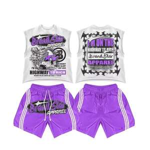 Conjunto de Camiseta sin Mangas y Pantalones Cortos de Poliéster/Algodón para Hombre, Diseño Casual de Verano, Estilo Vintage, Secado Rápido y Transpirable - Product Image 2