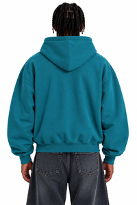 Sweat à capuche zippé décontracté AURA pour homme, couleur unie, coupe classique, en molleton, 100 % coton 350g, anti-rétrécissement, idéal pour l'automne - Product Image 2