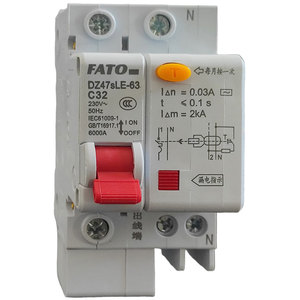 Disjoncteur différentiel Fato Dz47sle 63 C32 32A 30mA 1P+N pour usage domestique - Product Image 1