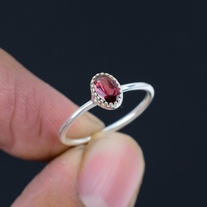 แหวนพลอยโกเมนเงินสเตอร์ลิง925มาแรงเครื่องประดับทำมือแหวนเงินสไตล์ Boho สำหรับเป็นของขวัญสำหรับผู้หญิง - Product Image 5