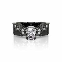 Bague Jeulia Gothique Noire en Forme de Cercueil pour Hommes - Cuivre Plaqué Or avec Incrustation Éternité
