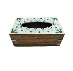 Support de boîte à mouchoirs en bois pour la maison et le bureau Organisateur de bureau décoratif de conception de grain de bois naturel - Product Image 6