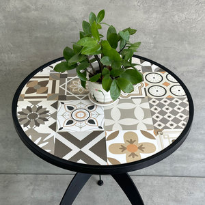 Modern 60cm Round <b>Coffee</b> <b>Table</b> with Durable Metal Iron <b>Legs</b> and Artistic Ceramic Tiles Living Room Furniture-CFD68191 - Product Image 5