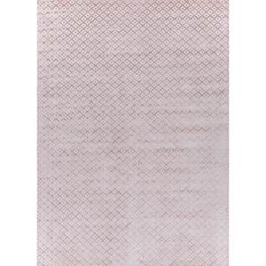 Alfombras Clásicas de Viscosa Tejidas a Mano, Diseño Geométrico Abstracto en Rosa y Morado, para Entrada del Hogar, Técnica Jacquard, 10 mm - Product Image 1