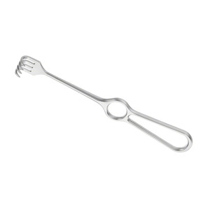 Écarteur de plaie KOCHER à 4 pointes semi-affûtées, 220 mm (8,34 po), profondeur 16 mm, largeur 20 mm, crochet cutané, écarteur chirurgical - Product Image 1