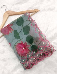 TENDENCIA ORGANZA SIBORI ESTAMPADO SAREE CON BLUSA DESCOSADA PISTA - Product Image 4