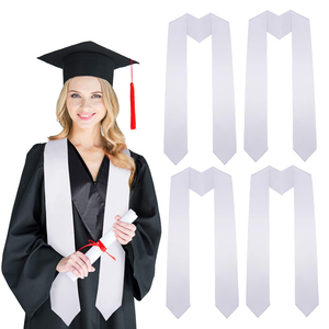 Écharpe de graduation unisexe en satin polyester blanc vierge de haute qualité de 60 pouces pour sublimation, avec conception de logo personnalisée, pour l'école - Product Image 5
