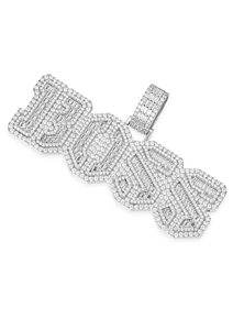 Pendentif en moissanite plaqué rhodium, style hip-hop, avec un design géométrique audacieux - Cadeau - Product Image 3