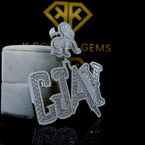 Icy inicial Baguette & Cut Moissanite letra colgante nombre personalizado aniversario cumpleaños regalo Hip Hop hombres colgante para niños - Product Image 4