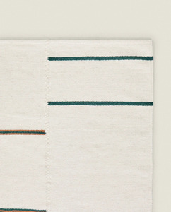 Tapis moderne tissé à la main en laine à rayures blanches Kilim Tapis moderne pour salon chambre à coucher - Product Image 5