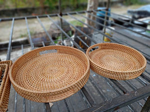 Juego de bandejas de ratán personalizables Tampa con asas, arte ecológico VGreen para suministros de fiestas de boda, servicio de café y cocina - Product Image 5