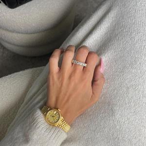 Anillo de Eternidad Completo con Diamante Cultivado en Laboratorio de 6 Quilates, Forma Redonda, Claridad F VVS2, Anillo de Boda con Diamante Cultivado en Laboratorio, Anillo de Eternidad en Forma de U, Regalo para Ella - Product Image 4