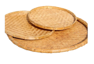 Plateau rond en bambou tissé à la main pour la décoration et le rangement de bijoux, d'objets décoratifs ou de fruits dans la cuisine, le salon et la chambre à coucher - Product Image 3