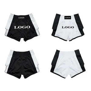 2024 nouveau Design Logo personnalisé compétition coup de pied shorts de boxe Muay Thai combat Shorts broderie personnalisée texte Logo Muay Thai Shorts