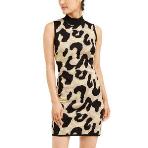 Planet Gold Junior Robe pull moulante à imprimé léopard et paillettes pour filles, jaune, taille L - Product Image 1