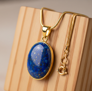 Wholesale 925 Sterling Silver Dainty Chain Bohemian Natural <b>Lapis</b> <b>Lazuli</b> Oval Shape <b>Pendant</b> Healing Crystal Fashion <b>Pendants</b> - Product Image 1