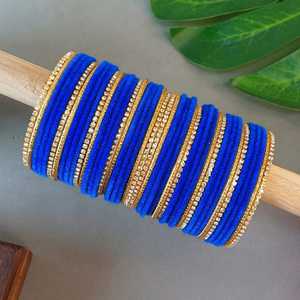 Indian Bangle <b>Set</b> Rhinestone CZ Crystal Wedding Bridal Velvet Bangle Bracelets Jewelry for Women <b>Girls</b> (<b>Set</b> of 44) - Product Image 2