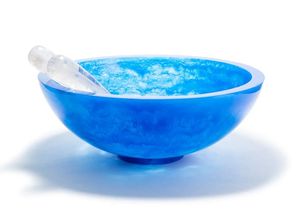 ชามเรซินสำหรับใช้ในครัวบ้านและสวนทำด้วยมือดีไซน์สีฟ้ามันวาวและมีน้ำหนักเบาและสีชมพูมันวาว - Product Image 2