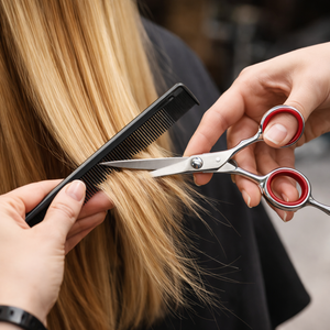 Ciseaux de coiffure professionnels de 6,5 pouces en acier inoxydable, ciseaux de coiffure à bord convexe, outil de coupe de salon, vis réglable, OEM - Product Image 6