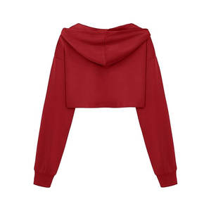 Venta directa de fábrica, sudaderas con capucha cortadas para mujer, ropa de invierno de Color sólido, sudaderas con capucha cortadas transpirables antipilling para mujer - Product Image 2
