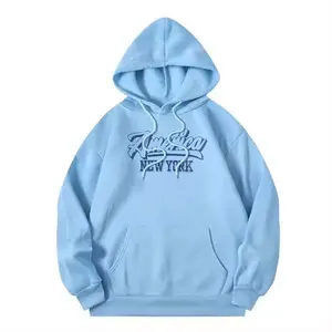 2024 musim semi kualitas tinggi mode kustom sederhana biru langit terbaru ukuran besar olahraga hangat Pullover Hoodie wanita