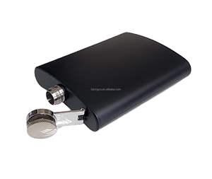 Petaca de whisky de acero inoxidable con revestimiento negro sofisticado 8oz bolsillo portátil logotipo personalizado grabado regalos de negocios - Product Image 3