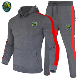 Custom Logo Solid Winter Hooded Men's Tracksuit <b>Jogger</b> Set OEM Athletic Suit 100% Cotton Quick Dry Breathable Fleece Drawstring - Product Image 6