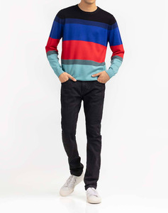 Pull en maille à col rond ajusté pour un look décontracté ou habillé en hiver, sweat-shirt anti-rétrécissement avec logo sur le devant - Product Image 3