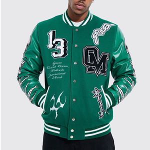 Nuevo parche de chenilla personalizado bordado 100% lana Vintage Bomber béisbol cuero Seleves Letterman Varsities chaqueta para hombres - Product Image 1