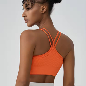 สปอร์ตบราโยคะฟิตเนสยืดหยุ่นสูงสำหรับผู้หญิงระบายอากาศได้ดีมีสายคล้องไหล่แบบบางสองชั้น - Product Image 3