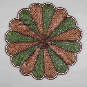 Tapis antidérapant traditionnel fait main, rond, perlé, en satin, tissé et brodé, pour la décoration de la maison et de mariages - Product Image 2