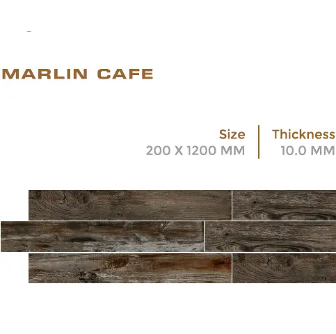 ウッドストリップ仕上げパンチ効果磁器木製板タイル200x1200mm「マーリンカフェ」タイルNovac Ceramic for House Flooring