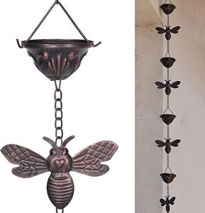 Chaîne de pluie en métal offrant une double fonctionnalité d'attrait décoratif et un système de drainage des eaux pluviales pour les maisons - Product Image 6