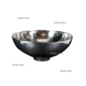 Bol décoratif en aluminium martelé, forme ovale, couleur argent, pour servir des fruits et des en-cas, au prix le plus bas - Product Image 3