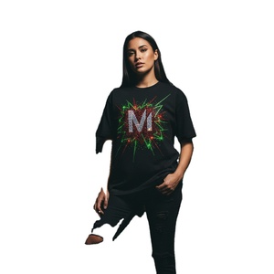 Custom Design <b>Rhinestone</b> T Shirt Streetwear Hip Hop Bling Diamond Graphic Tee Heavyweight 240gsm Cotton Mens Tshirt <b>Tops</b> - Product Image 6