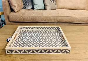 Bandeja de almacenamiento con incrustaciones de hueso de lujo de calidad superior Bandeja decorativa elegante para el hogar y el restaurante con diseño de calidad - Product Image 2