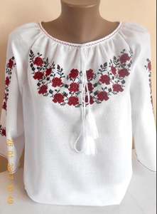 Qualité supérieure 100% coton Designer femmes ukrainien brodé manches longues cheville longueur longue ceinturée Ukraine Midi Maxi robe - Product Image 5